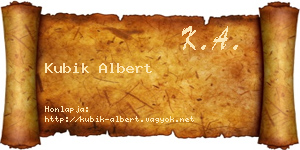 Kubik Albert névjegykártya