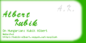 albert kubik business card